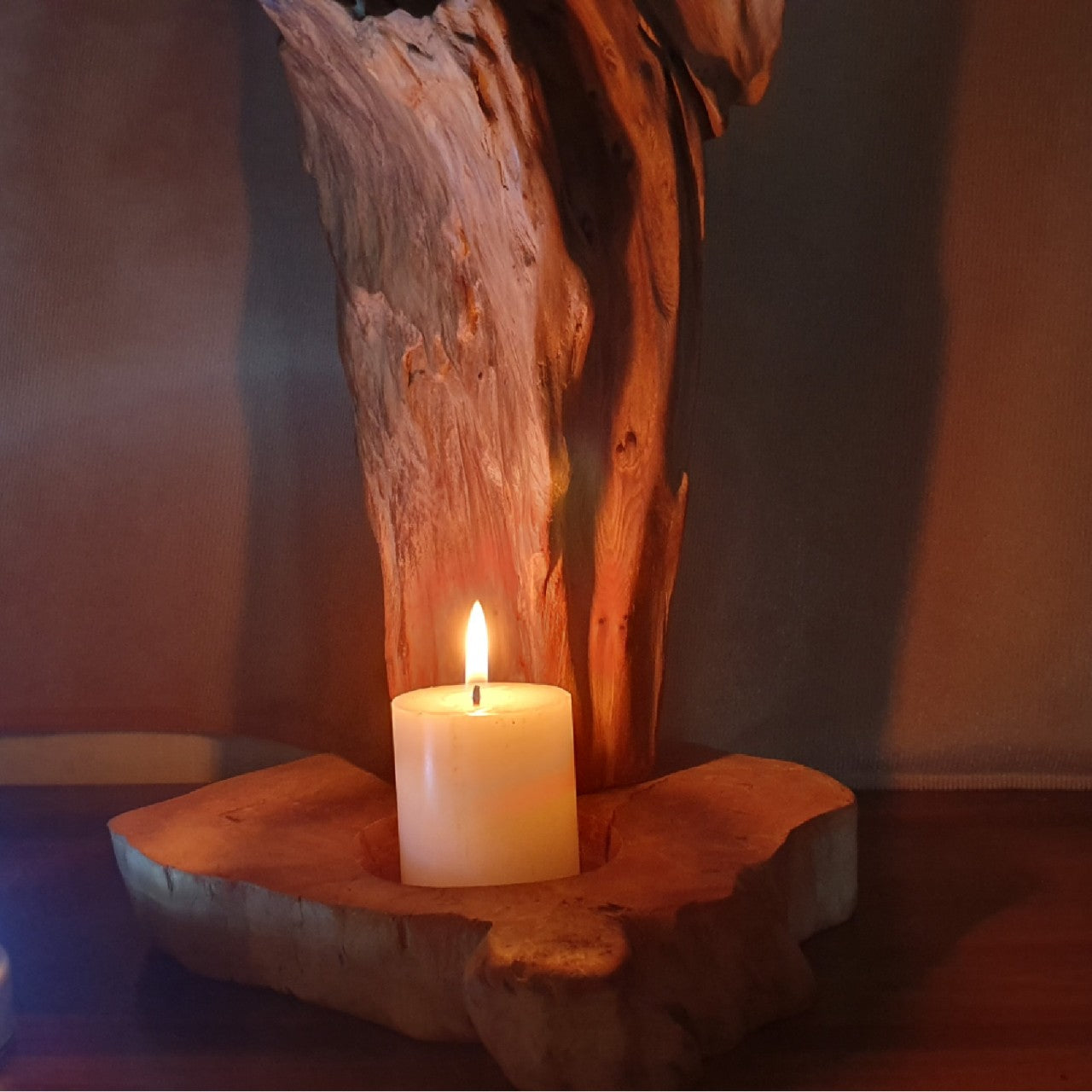 Driftwood Sculpture 3 in 1 , candle holder , bed light , table lamp , special gift for her