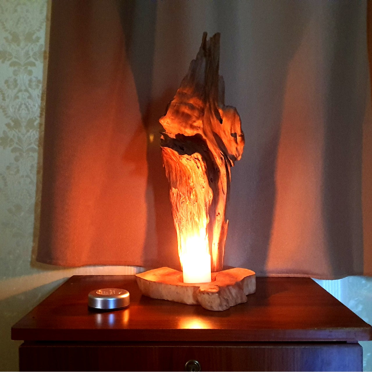 Driftwood Sculpture 3 in 1 , candle holder , bed light , table lamp , special gift for her